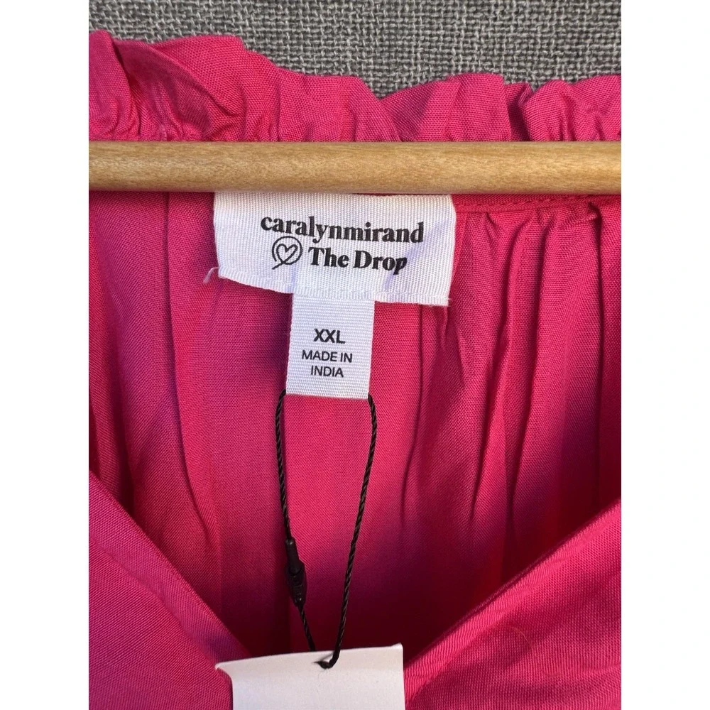 The Drop X Caralyn Mirand Sz XXL Pink Ruffle-Neck‎ Tiered Mini Dress Pockets - Picture 2 of 7